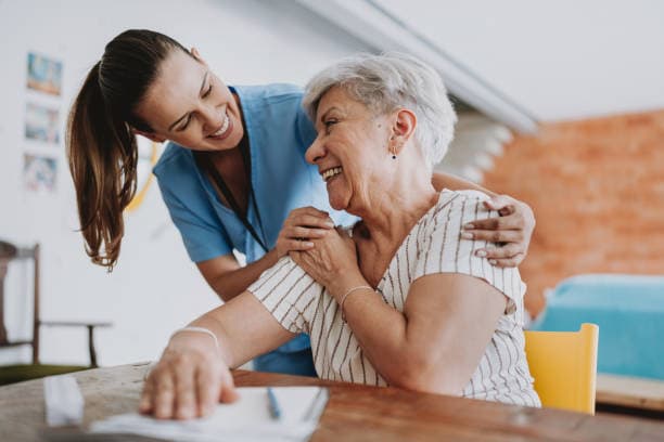 Caregiver helping senior at home